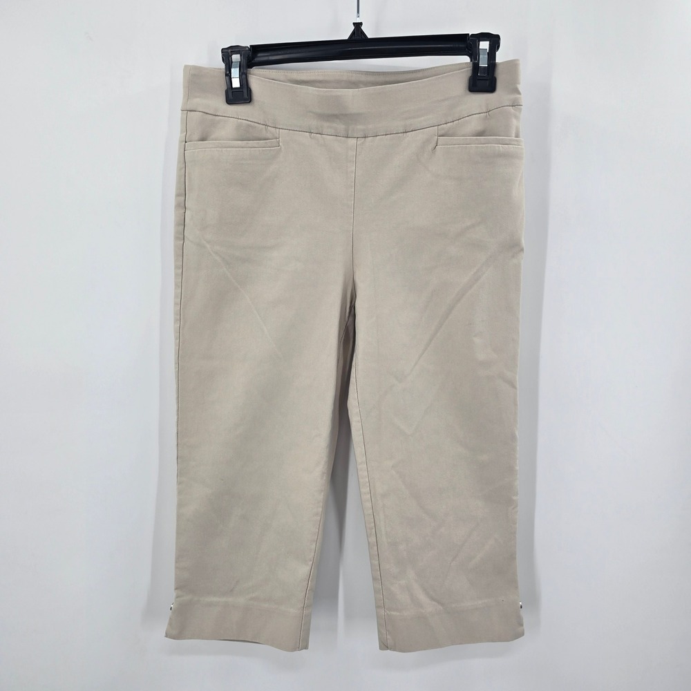 Chicos Capri Pants Womens Size 00 Tan Khaki Pull On Cropped Trousers